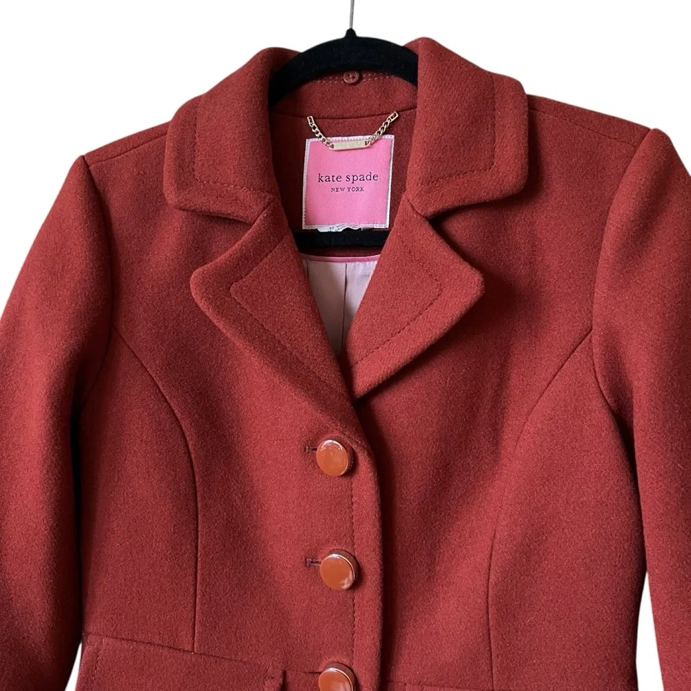 Kate Spade New York Wool Blend Coat Women’s XS Rust / Burnt Orange